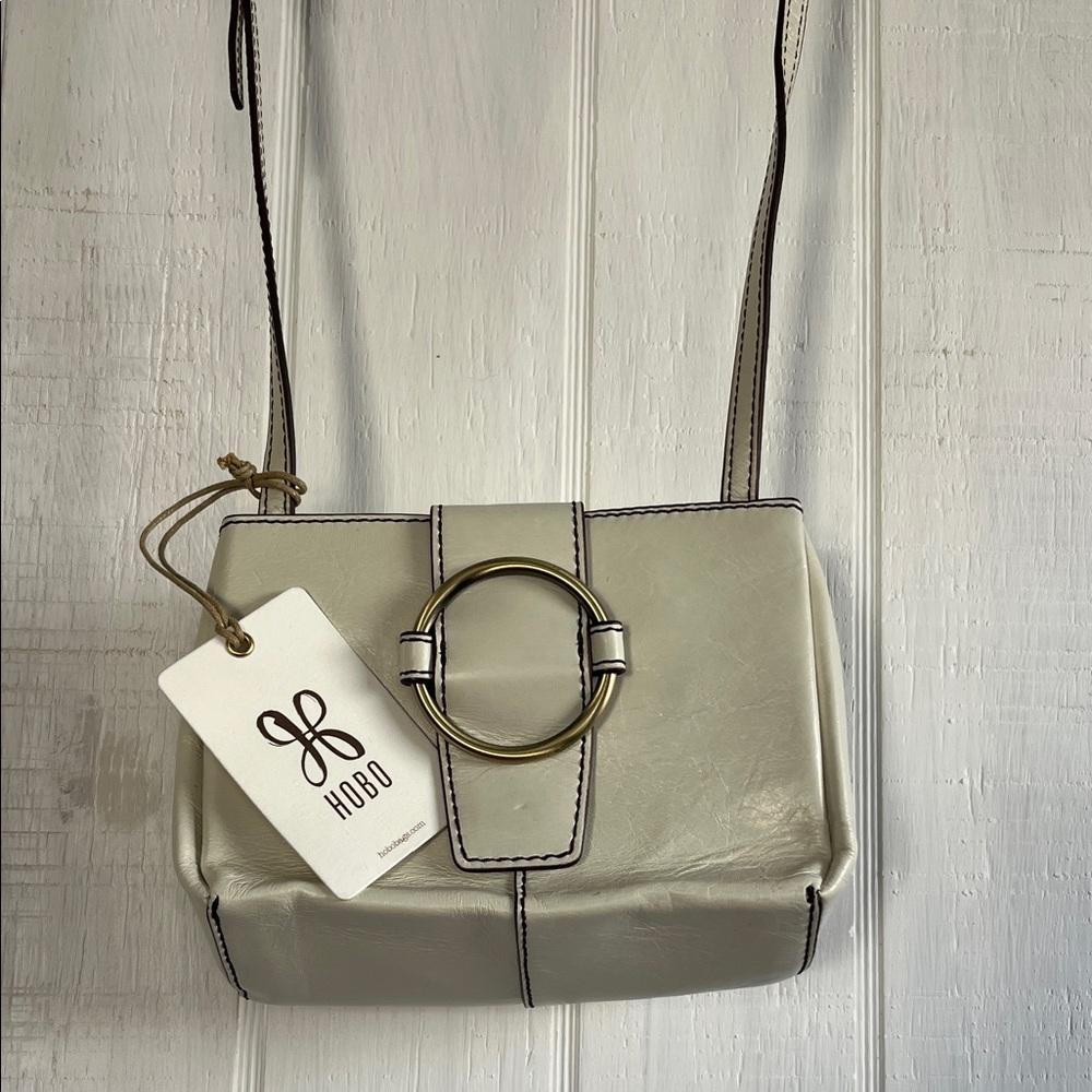 HOBO off white Leather Crossbody with Gold Ring